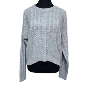 John + Jenn Womens Small Cable  Crop Knitted Crew Neck Sweater